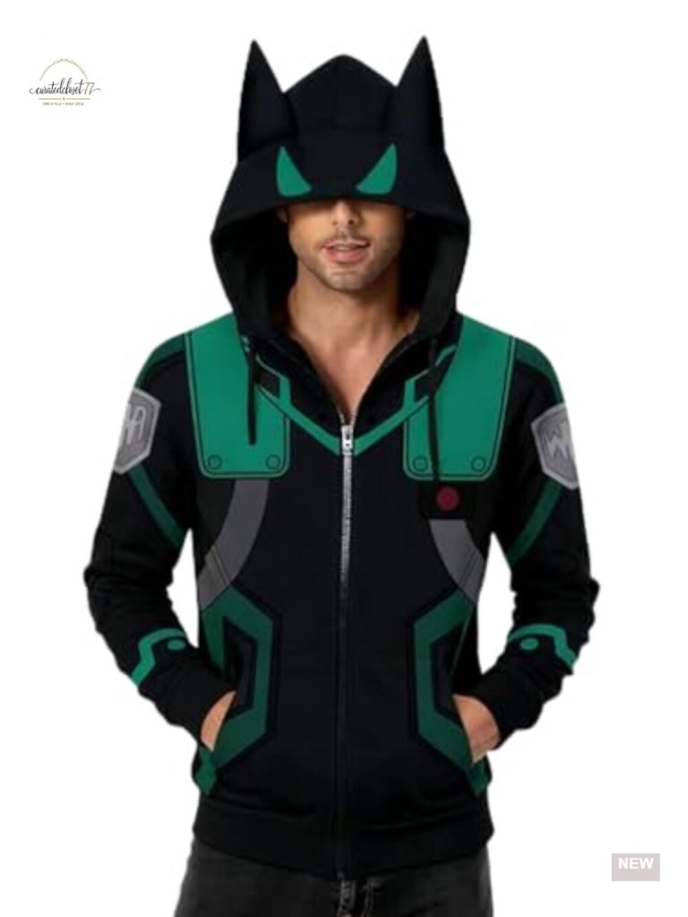 Ears Hoodie Zipper Sweatshirt Cosplay Costume Halloween Outfit